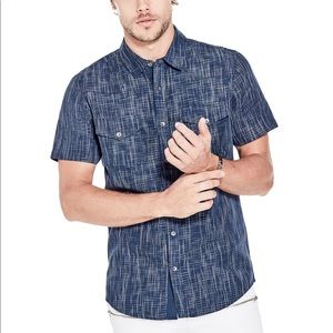 NWT Guess Men's Navy Button Down Shirt